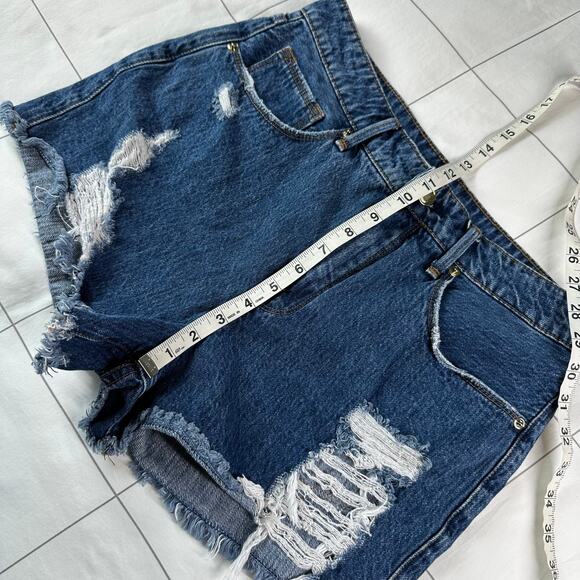 Good American Shorts Womens 28 Blue255 Good Vintage Cutoff Distressed Denim Jean - Picture 10 of 12